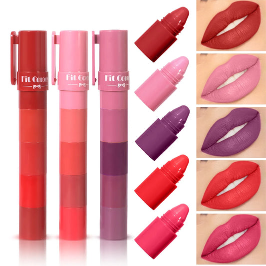 5-in-1 Fruit Velvet Matte Lipstick Set - My Charm Corner