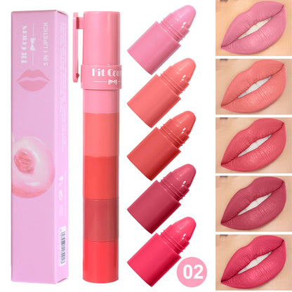 5-in-1 Fruit Velvet Matte Lipstick Set - My Charm Corner