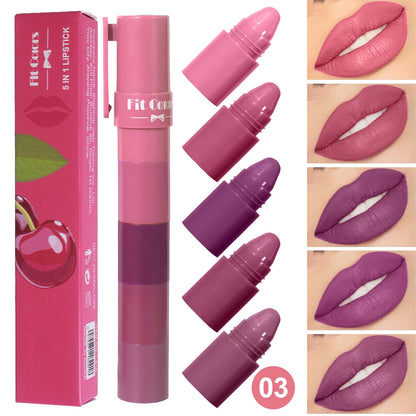 5-in-1 Fruit Velvet Matte Lipstick Set - My Charm Corner