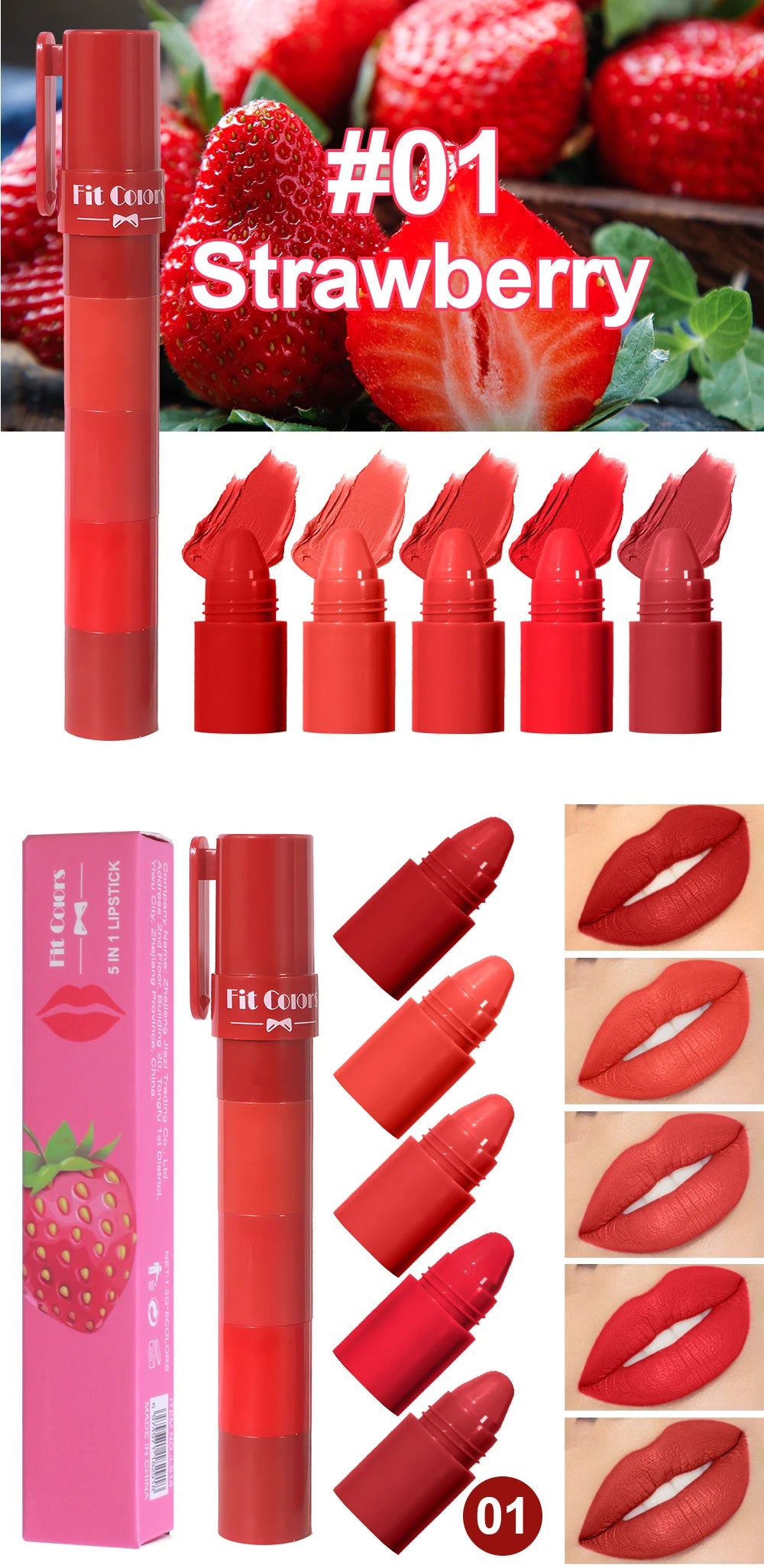 5-in-1 Fruit Velvet Matte Lipstick Set - My Charm Corner