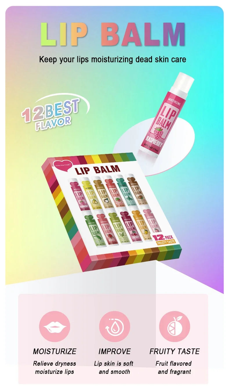12 PCS/gift lip balm set 5g Deep Moisturizing - My Charm Corner