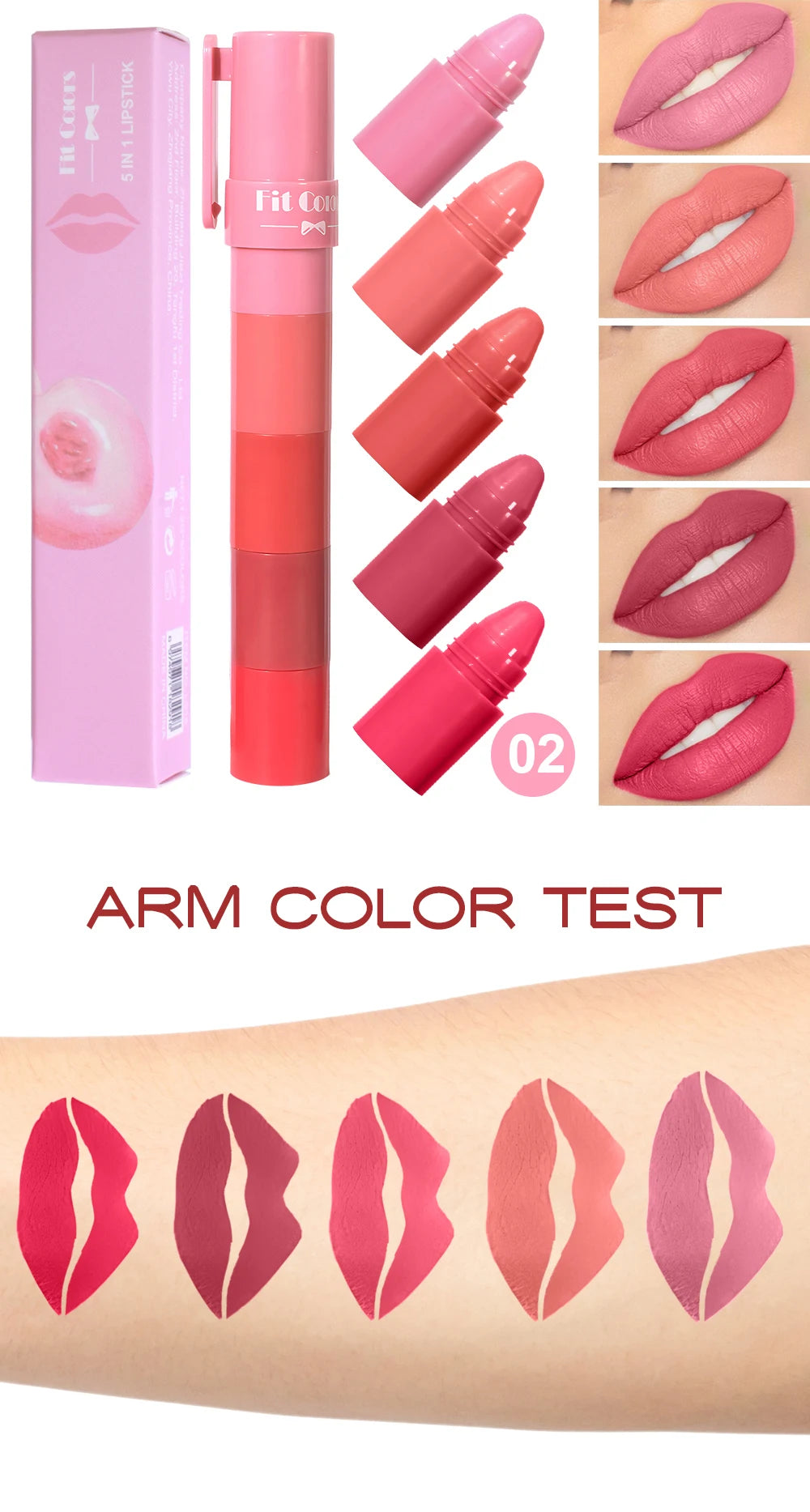 5-in-1 Fruit Velvet Matte Lipstick Set - My Charm Corner
