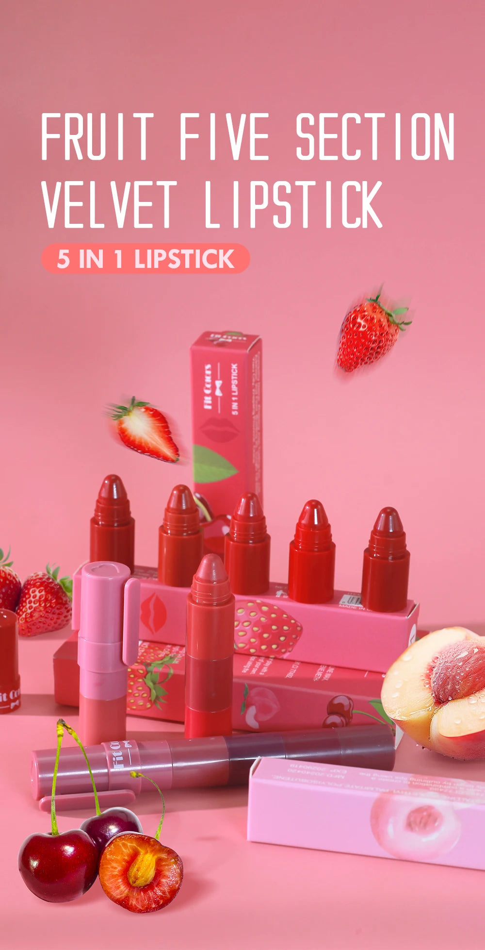 5-in-1 Fruit Velvet Matte Lipstick Set - My Charm Corner