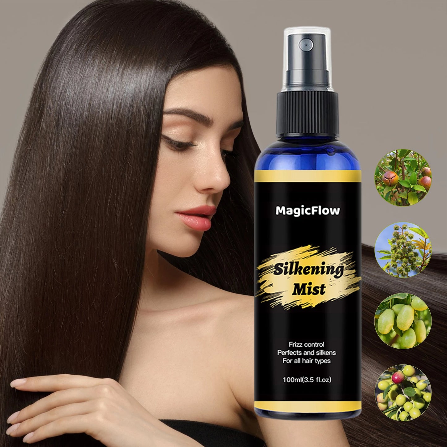 Silkening Mist Hair Spray Frizz Control Dry Damaged Smoothing Magic Hair Care Serum - My Charm Corner