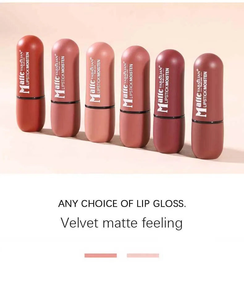 6-Color Long-Lasting Color Lip Makeup - My Charm Corner