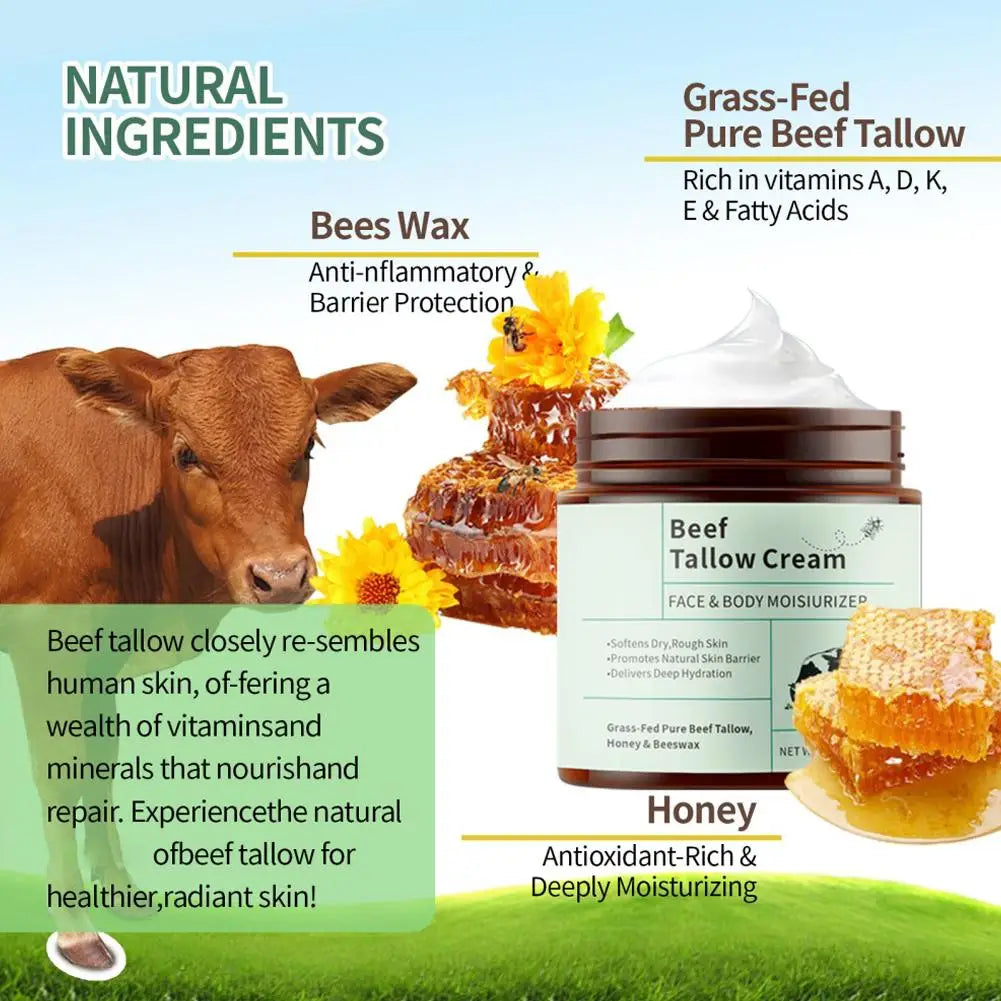 Beef Tallow Honey Moisturizer Cream Brightening Rejuvenation Nourishing - My Charm Corner