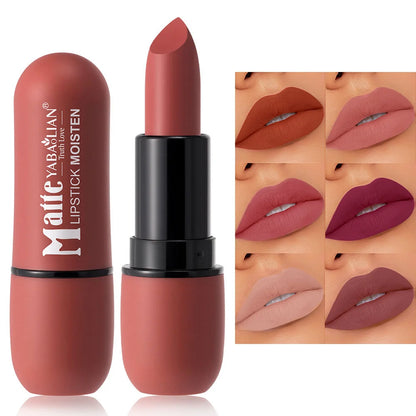6-Color Long-Lasting Color Lip Makeup - My Charm Corner