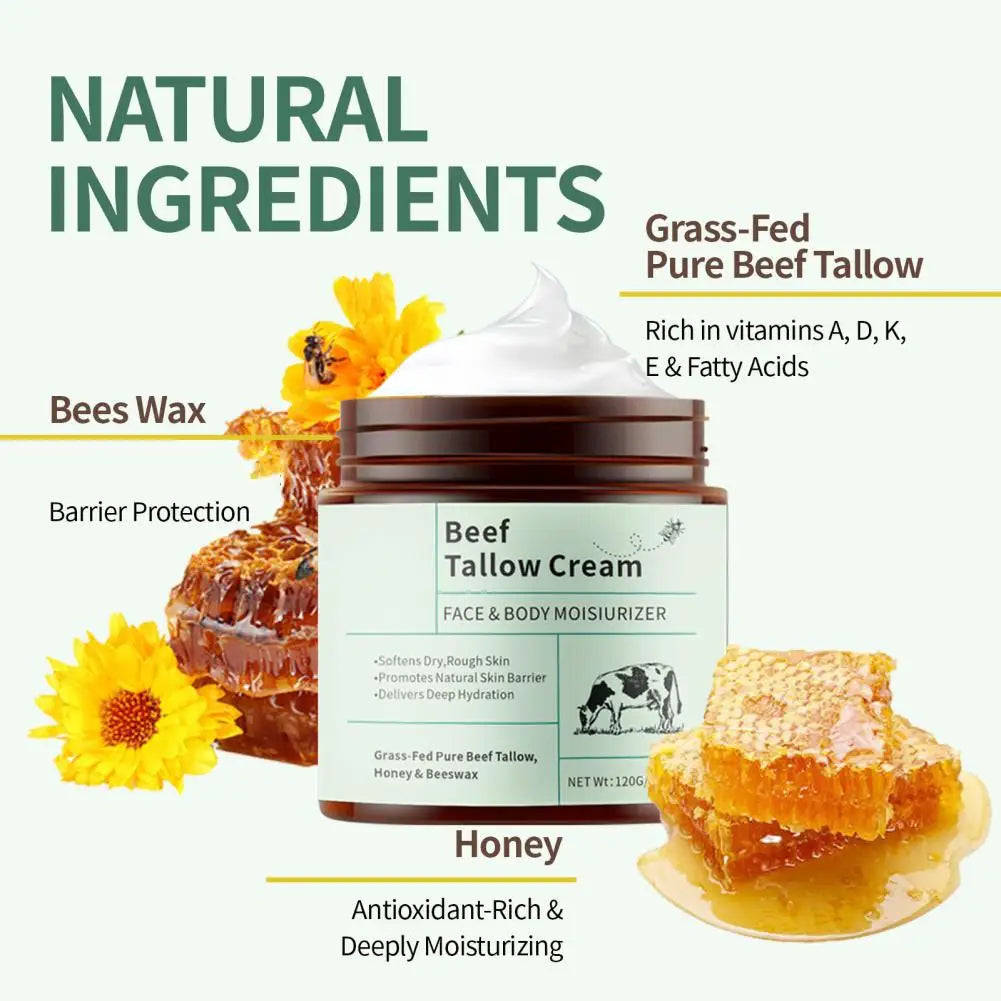 Beef Tallow Honey Moisturizer Cream Brightening Rejuvenation Nourishing - My Charm Corner