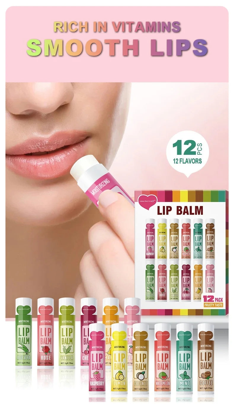 12 PCS/gift lip balm set 5g Deep Moisturizing - My Charm Corner