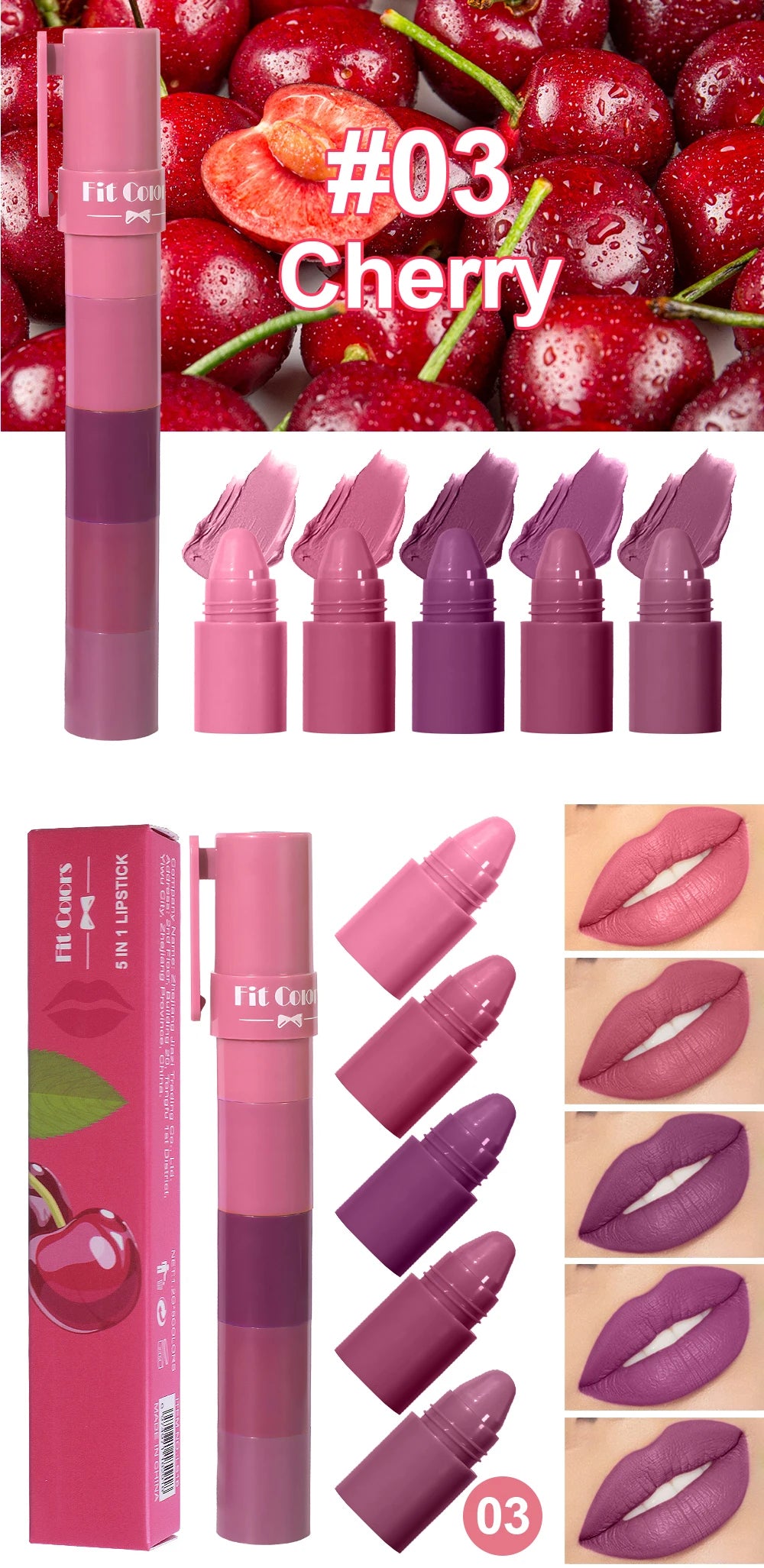5-in-1 Fruit Velvet Matte Lipstick Set - My Charm Corner