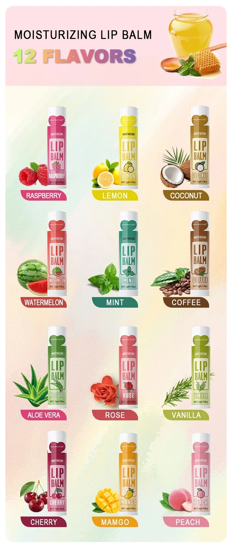 12 PCS/gift lip balm set 5g Deep Moisturizing - My Charm Corner