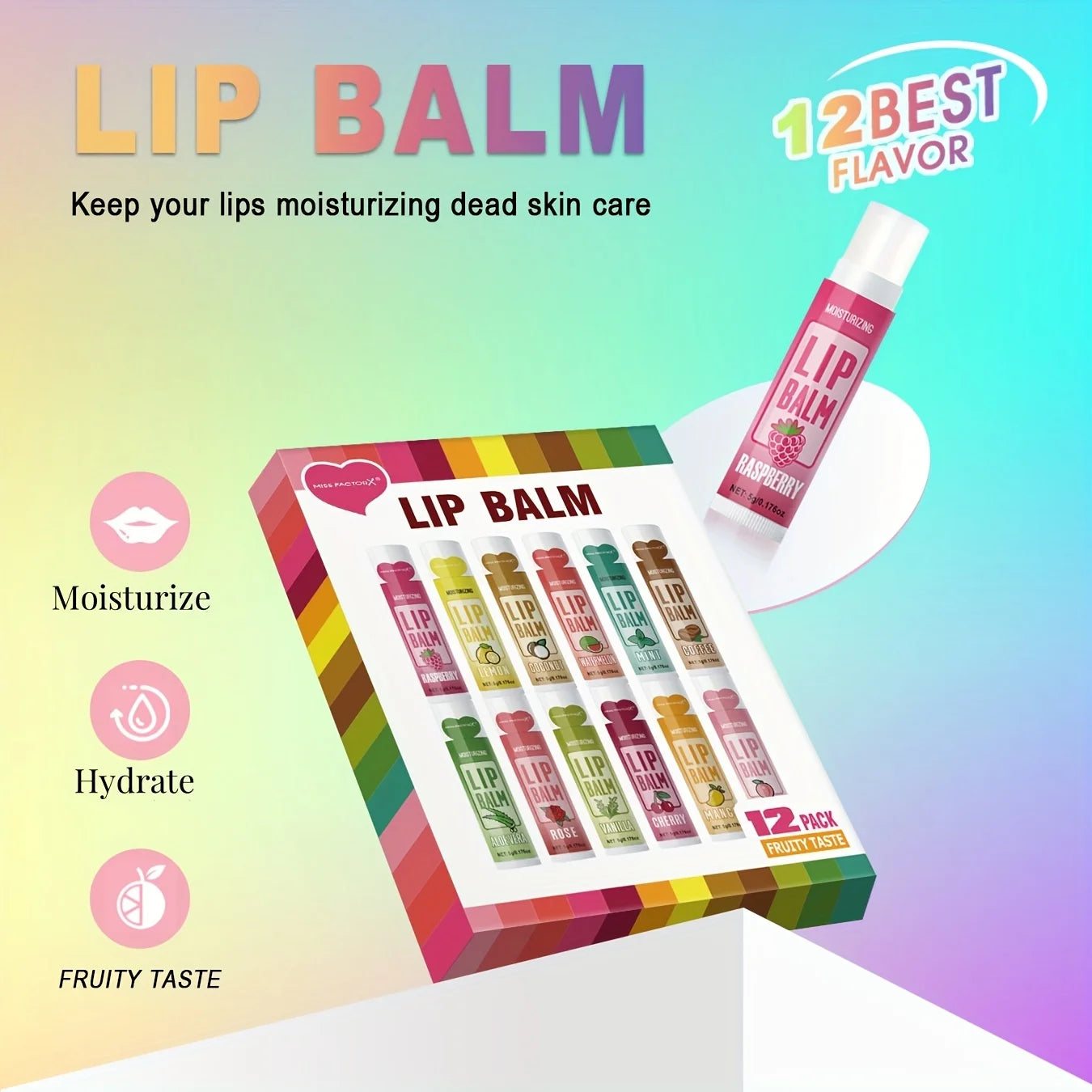 12 PCS/gift lip balm set 5g Deep Moisturizing - My Charm Corner