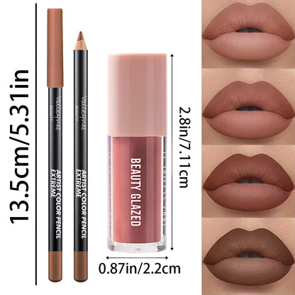 2pcs/Set Velvet Texture Lip Makeup - My Charm Corner
