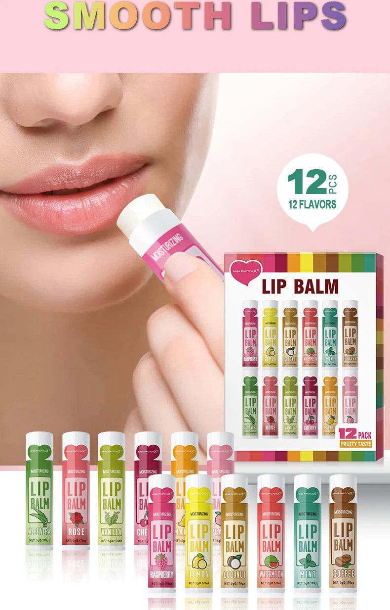 12 PCS/gift lip balm set 5g Deep Moisturizing - My Charm Corner