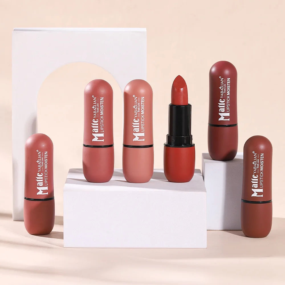 6-Color Long-Lasting Color Lip Makeup - My Charm Corner