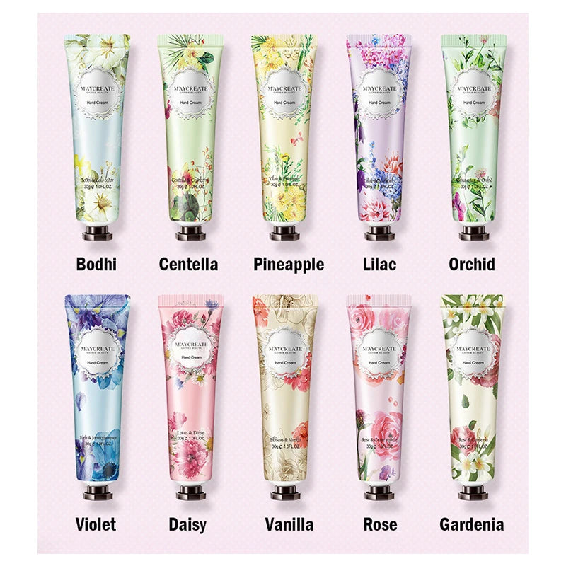 10pcs Fruity Flowery Hand Cream Moisturizing - My Charm Corner