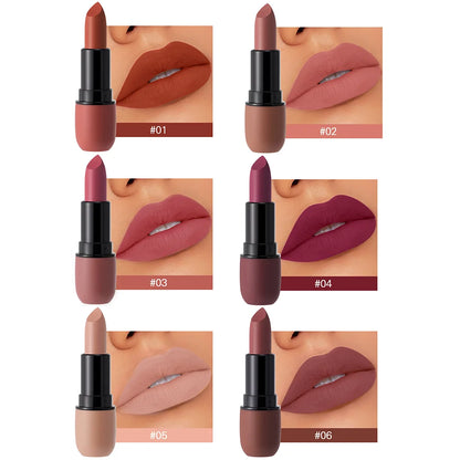 6-Color Long-Lasting Color Lip Makeup - My Charm Corner
