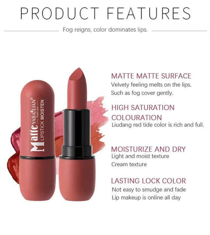 6-Color Long-Lasting Color Lip Makeup - My Charm Corner